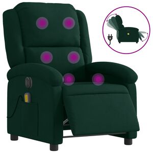 vidaXL Electric Massage Recliner Chair Dark Green Velvet