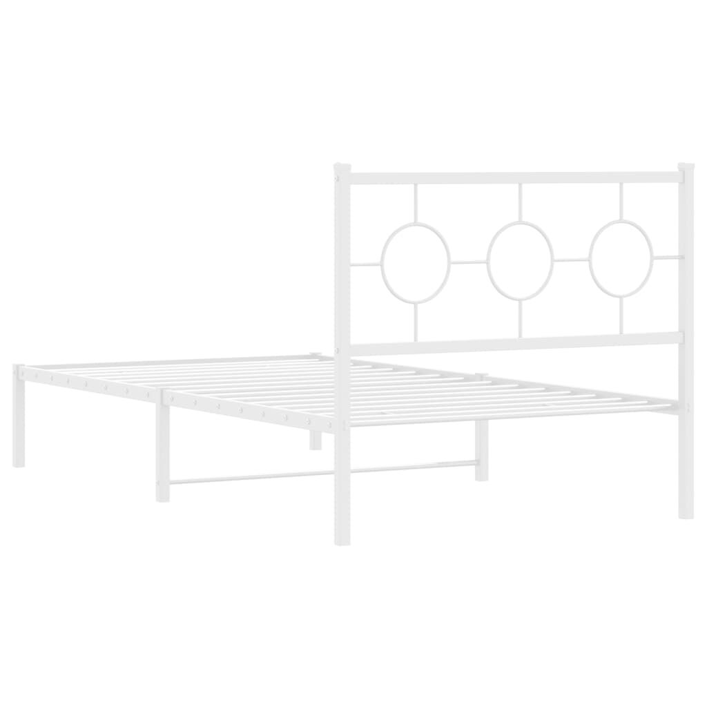 vidaXL Metal Bed Frame without Mattress with Headboard White 100x200cm