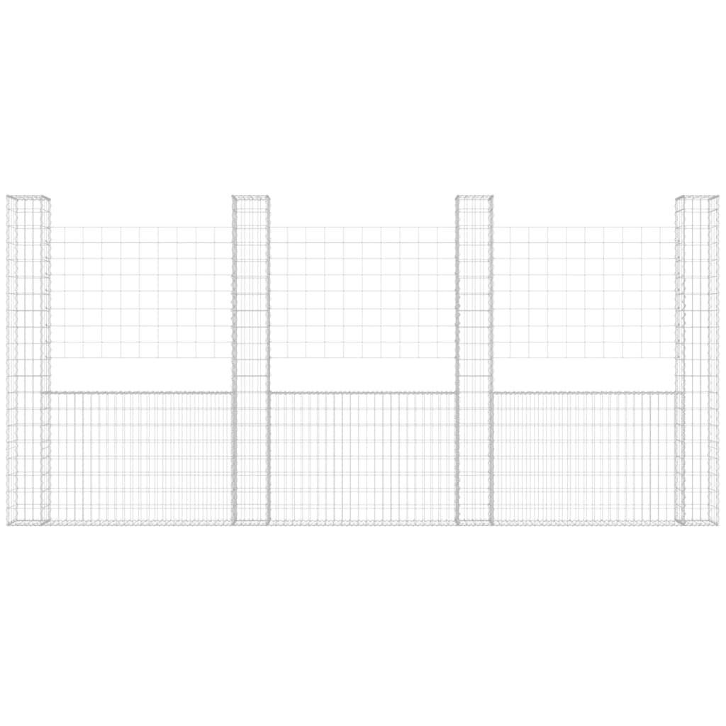 vidaXL U-shape Gabion Basket with 5 Posts Iron 500x20x200 cm