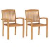 vidaXL Garden Chairs 2 pcs with Green Cushions Solid Teak Wood