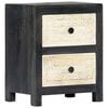 vidaXL Hand Carved Bedside Cabinet Grey 40x30x50 cm Solid Mango Wood