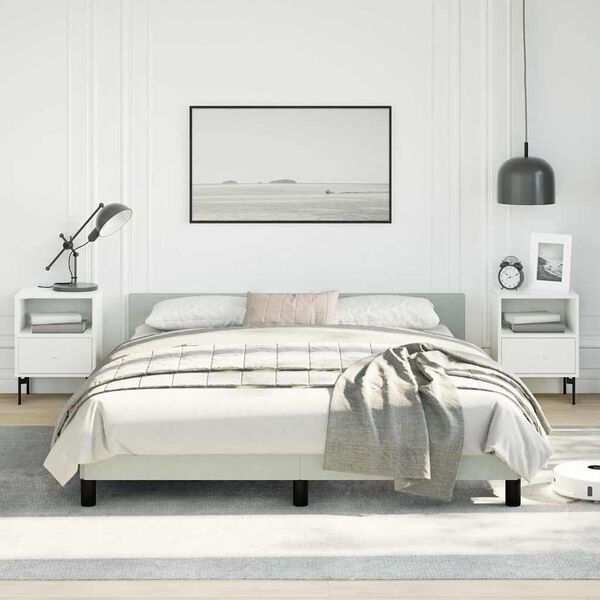 vidaXL Bed Frame without Mattress Light Grey Queen Velvet