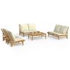 vidaXL 5 Piece Garden Lounge Set with Cream White Cushions Bamboo
