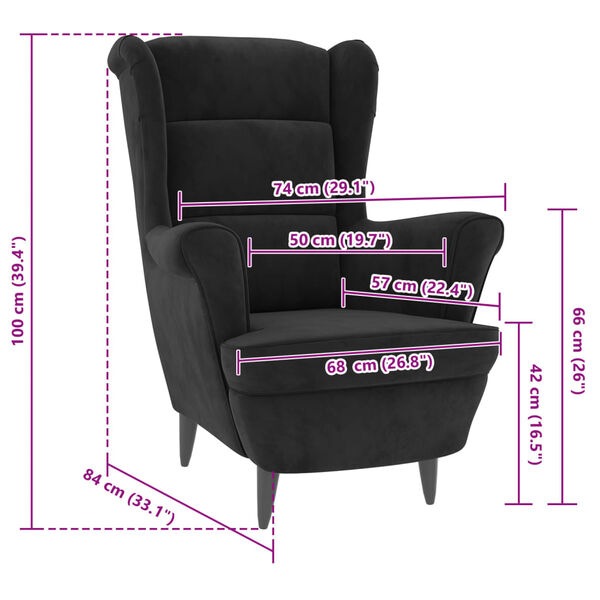 vidaXL Armchair Black Velvet