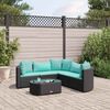 vidaXL 6 Piece Garden Sofa Set with Cushions Black Poly Rattan
