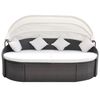 vidaXL Outdoor Lounge Bed with Canopy Poly Rattan Brown