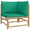 vidaXL 10 Piece Garden Lounge Set with Green Cushions Bamboo