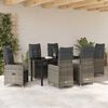 vidaXL Garden Dining Set with Cushion 7 pcs Grey Poly Rattan