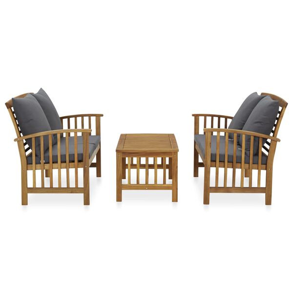 vidaXL 3 Piece Garden Lounge Set with Cushions Solid Acacia Wood (310261+310264)