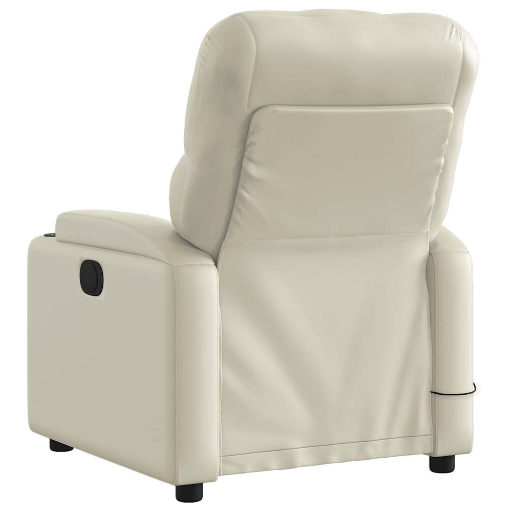 vidaXL Electric Massage Recliner Chair Cream Faux Leather