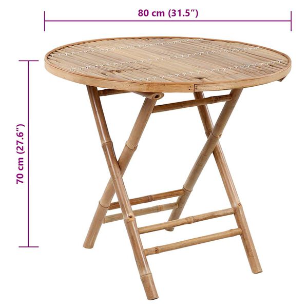 vidaXL 5 Piece Folding Outdoor Dining Set with Cushions Bamboo