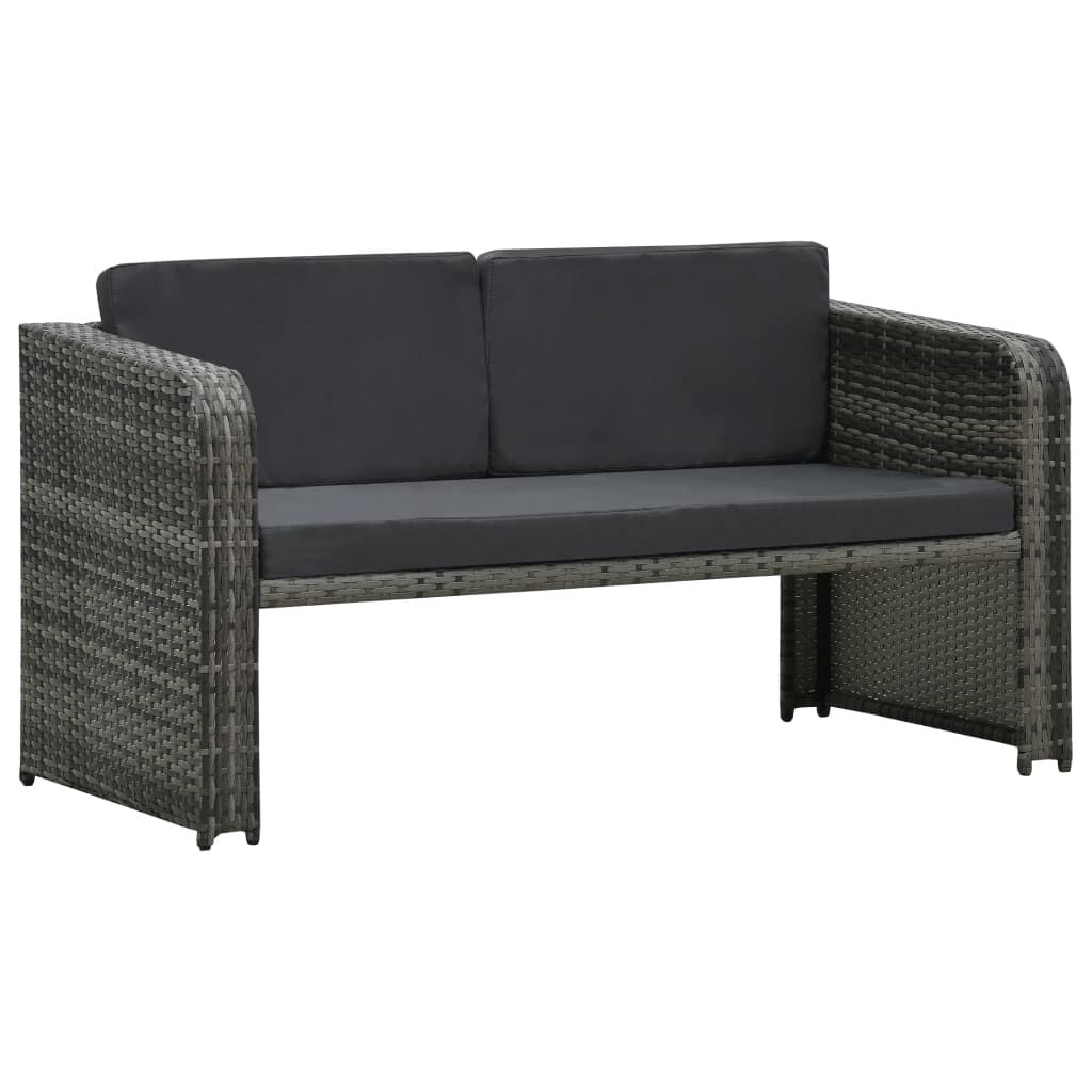 vidaXL 4 Piece Garden Lounge Set with Cushions Poly Rattan Anthracite
