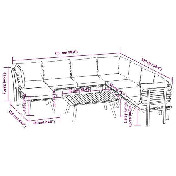 vidaXL 9 Piece Garden Lounge Set with Cushions Solid Wood Acacia