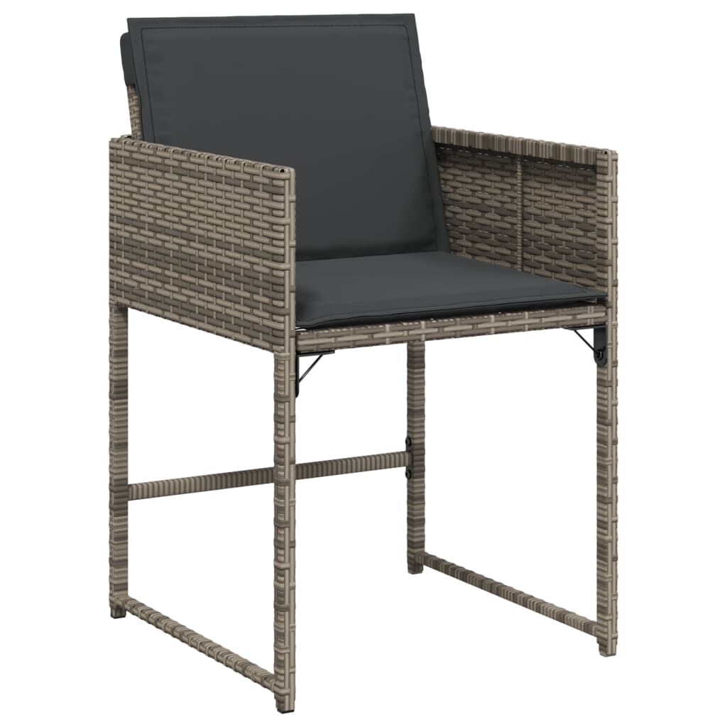 vidaXL 9 Piece Garden Dining Set with Cushions Grey Poly Rattan