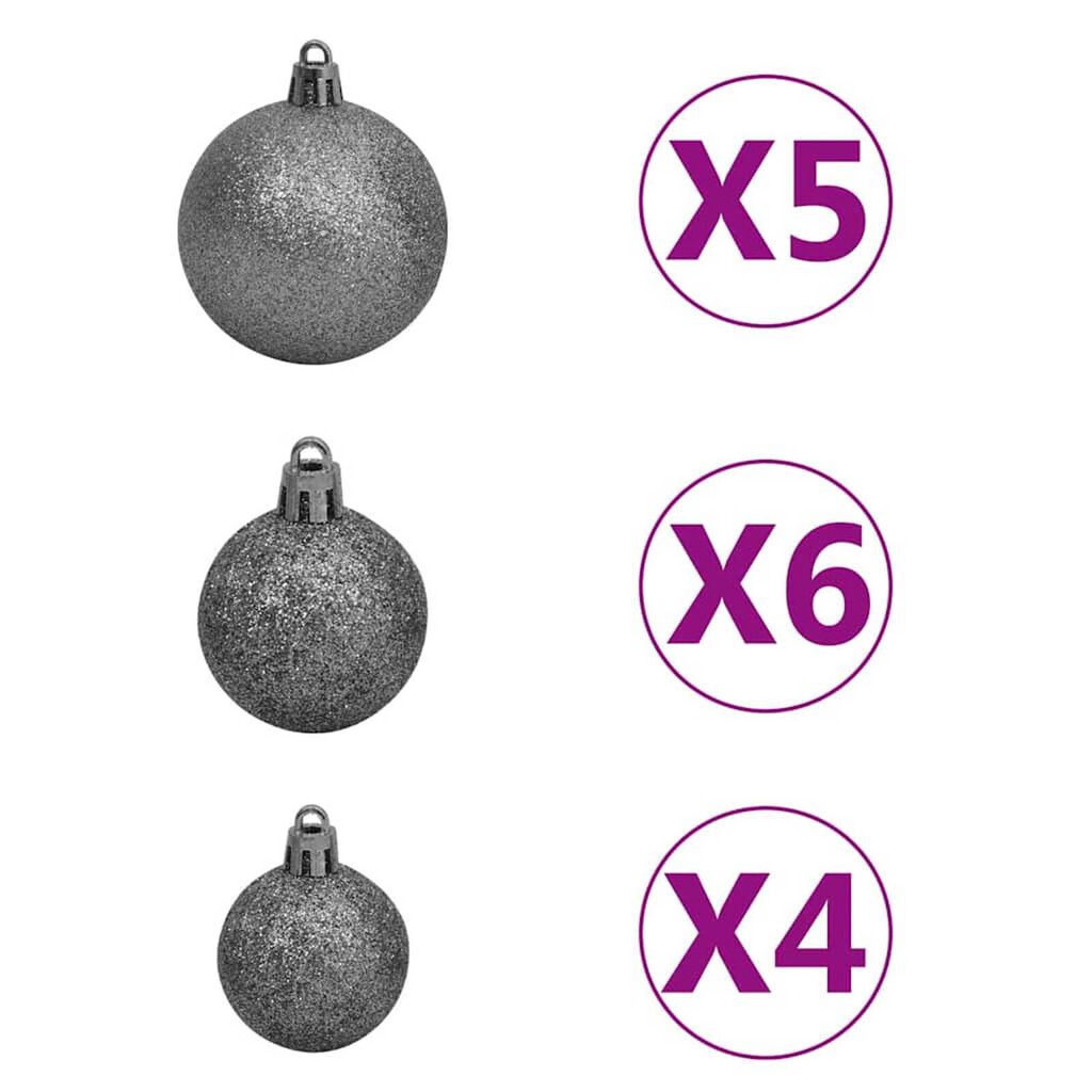 vidaXL Artificial Hinged Christmas Tree 150 LEDs & Ball Set 120 cm