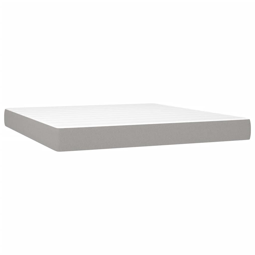 vidaXL Box Spring Bed with Mattress Light Grey 193x203 cm King Fabric