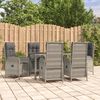 vidaXL 7 Piece Garden Dining Set with Cushions Grey Poly Rattan