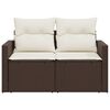 vidaXL Garden Sofa with Cushions 2-Seater Brown Poly Rattan