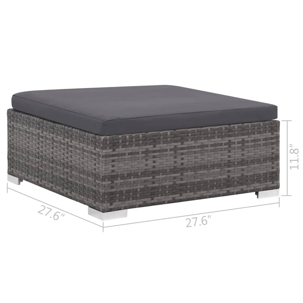 vidaXL 12 Piece Garden Lounge Set with Cushions Poly Rattan Grey