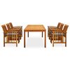 vidaXL 7 Piece Garden Dining Set with Cushions Solid Acacia Wood