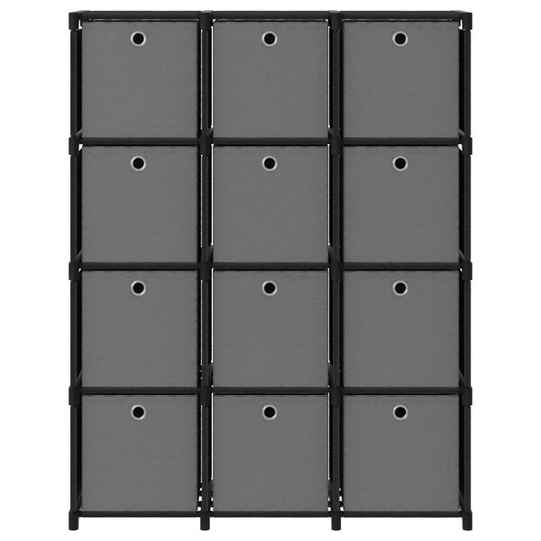 vidaXL 12-Cube Display Shelf with Boxes Black 103x30x141 cm Fabric