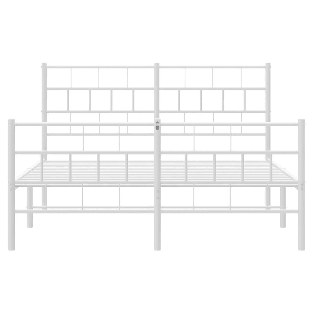 vidaXL Metal Bed Frame without Mattress with Footboard White 135x190cm
