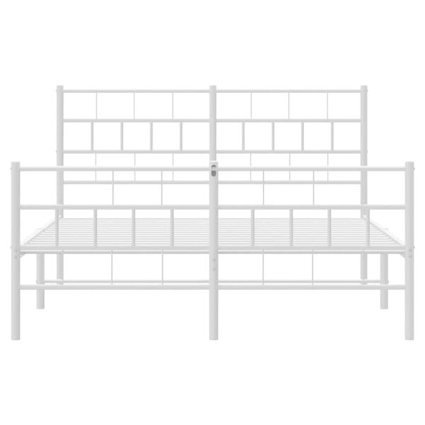 vidaXL Metal Bed Frame without Mattress with Footboard White 135x190cm
