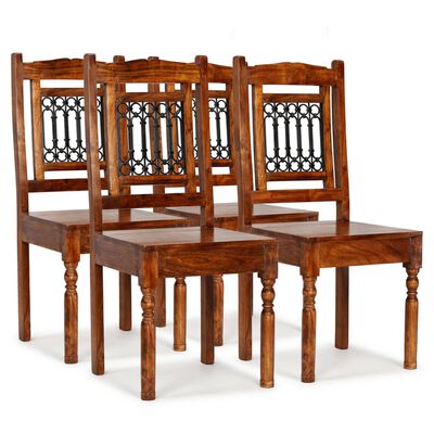 vidaXL Dining Chairs 4 pcs Solid Wood with Sheesham Finish Classic