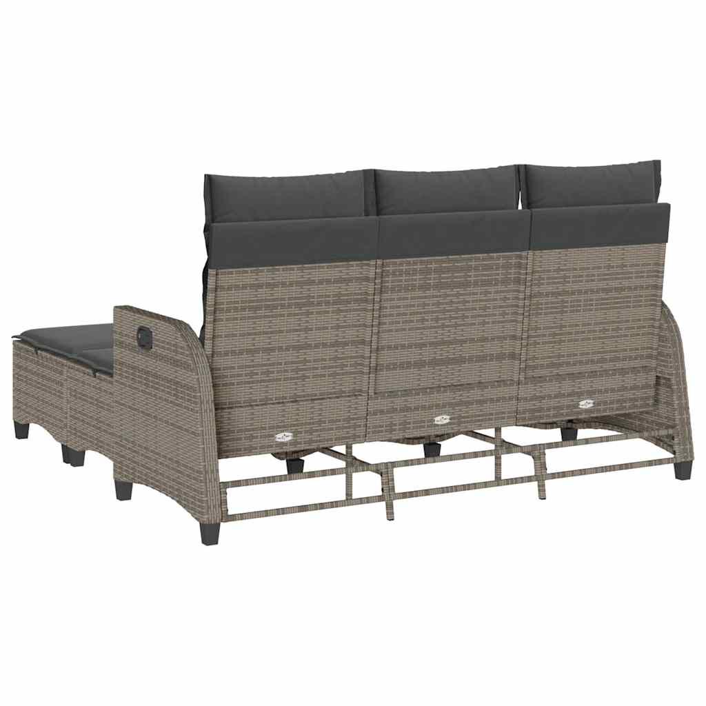 vidaXL 3 Piece Garden Sofa Set with Cushions L-shaped Grey Poly Rattan