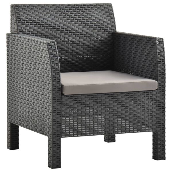 vidaXL 2 Piece Garden Lounge Set with Cushion Rattan Anthracite