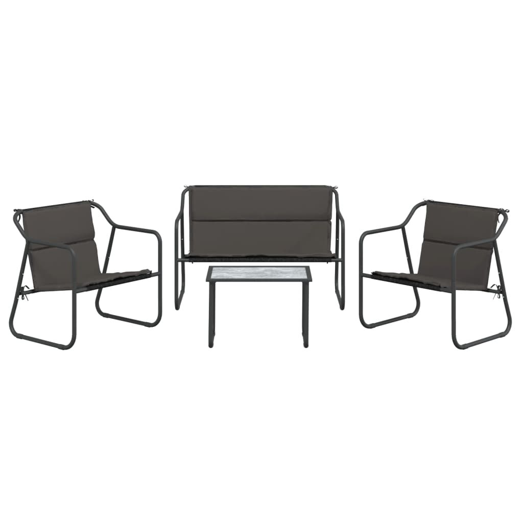 vidaXL 4 Piece Garden Lounge Set with Cushions Anthracite Steel
