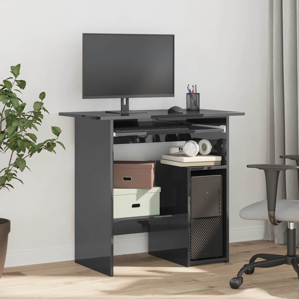 vidaXL Desk High Gloss Grey 80x45x74 cm Engineered Wood