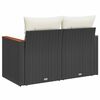 vidaXL Garden Sofa with Cushions 2-Seater Black Poly Rattan