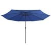 vidaXL Garden Parasol with Metal Pole 390 cm Azure Blue