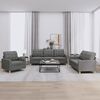 vidaXL 3 Piece Sofa Set with Cushions Dark Grey Fabric