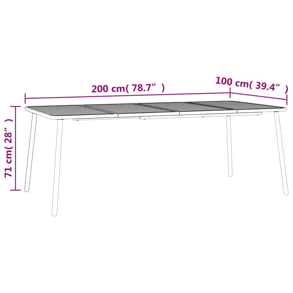 vidaXL Garden Table Anthracite 200x100x71 cm Steel