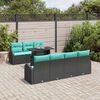 vidaXL Garden Sofa Set with Cushion Manual 8 pcs Black Poly Rattan