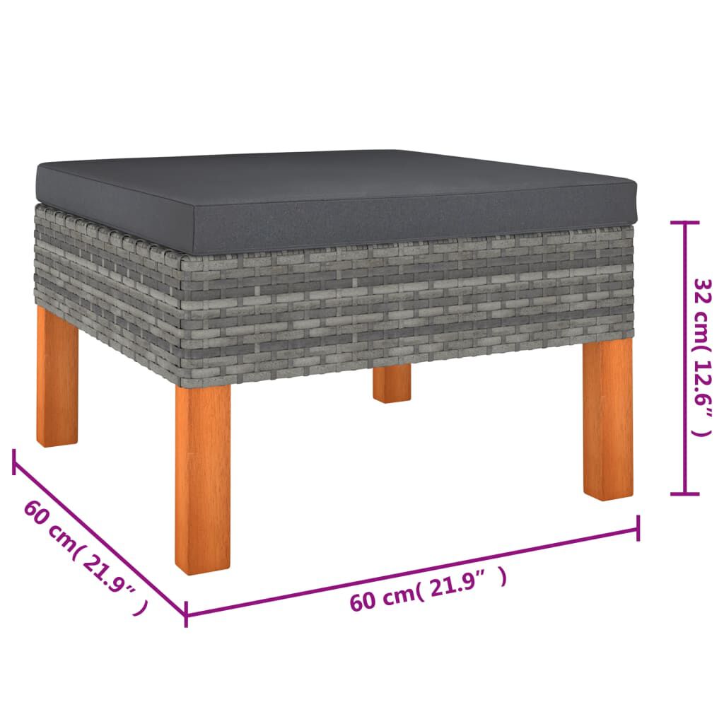 vidaXL 6 Piece Garden Lounge Set with Cushions Poly Rattan Grey