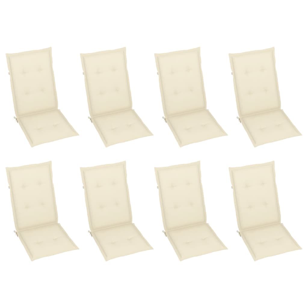 vidaXL Garden Reclining Chairs with Cushions 8 pcs Grey Solid Wood Acacia