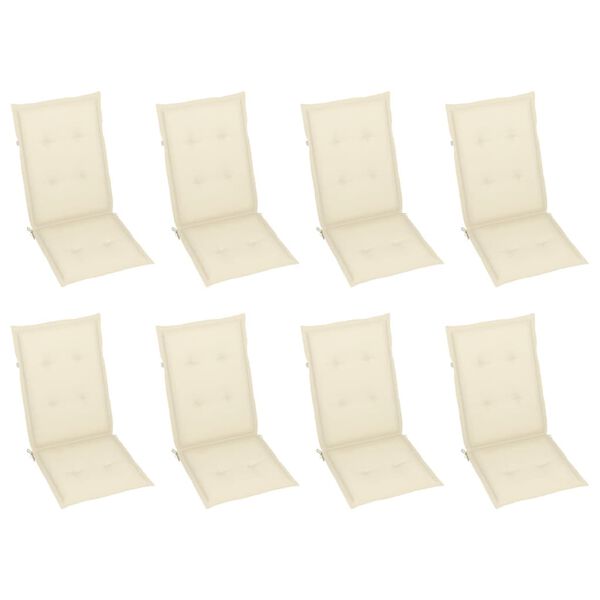 vidaXL Garden Reclining Chairs with Cushions 8 pcs Grey Solid Wood Acacia