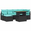 vidaXL Garden Sofa Set with Storage 7 pcs Black Poly rattan