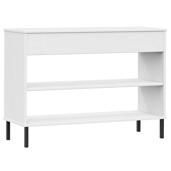 vidaXL Console Cabinet with Metal Legs White Solid Wood Pine OSLO