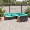vidaXL 8 Piece Garden Sofa Set with Cushions Black Poly Rattan