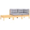vidaXL 3 Piece Garden Lounge Set with Grey Cushions Solid Pinewood