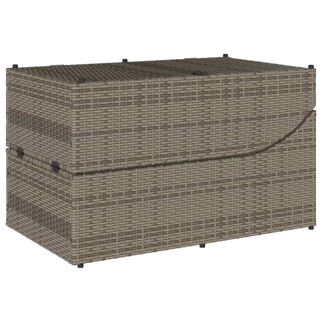 vidaXL Folding Sun Lounger with Cushion and Storage Grey Poly Rattan