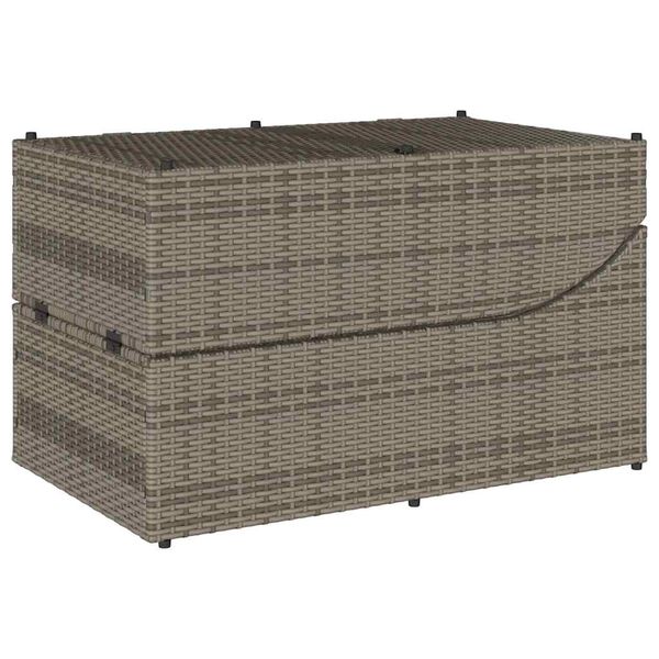 vidaXL Folding Sun Lounger with Cushion and Storage Grey Poly Rattan