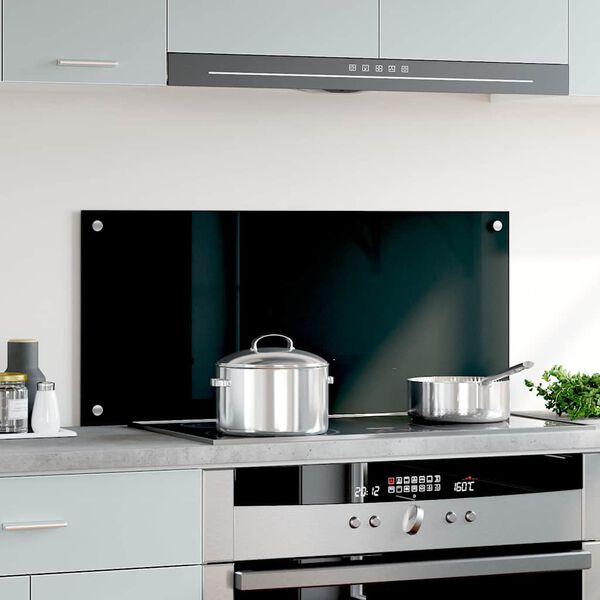 vidaXL Kitchen Backsplash Black 90 x 40 cm Tempered Glass