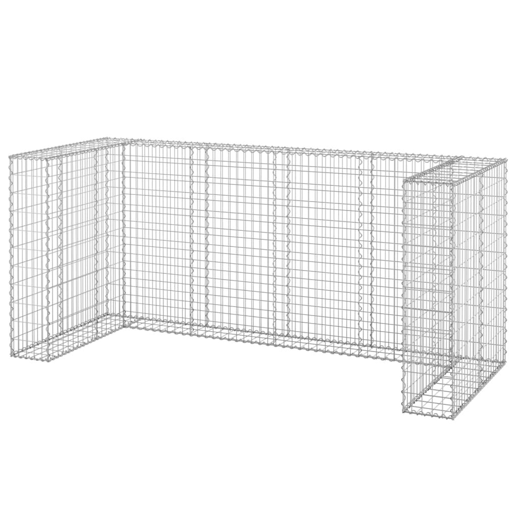 vidaXL Gabion Wall for Garbage Bins Galvanised Steel 254x100x110 cm