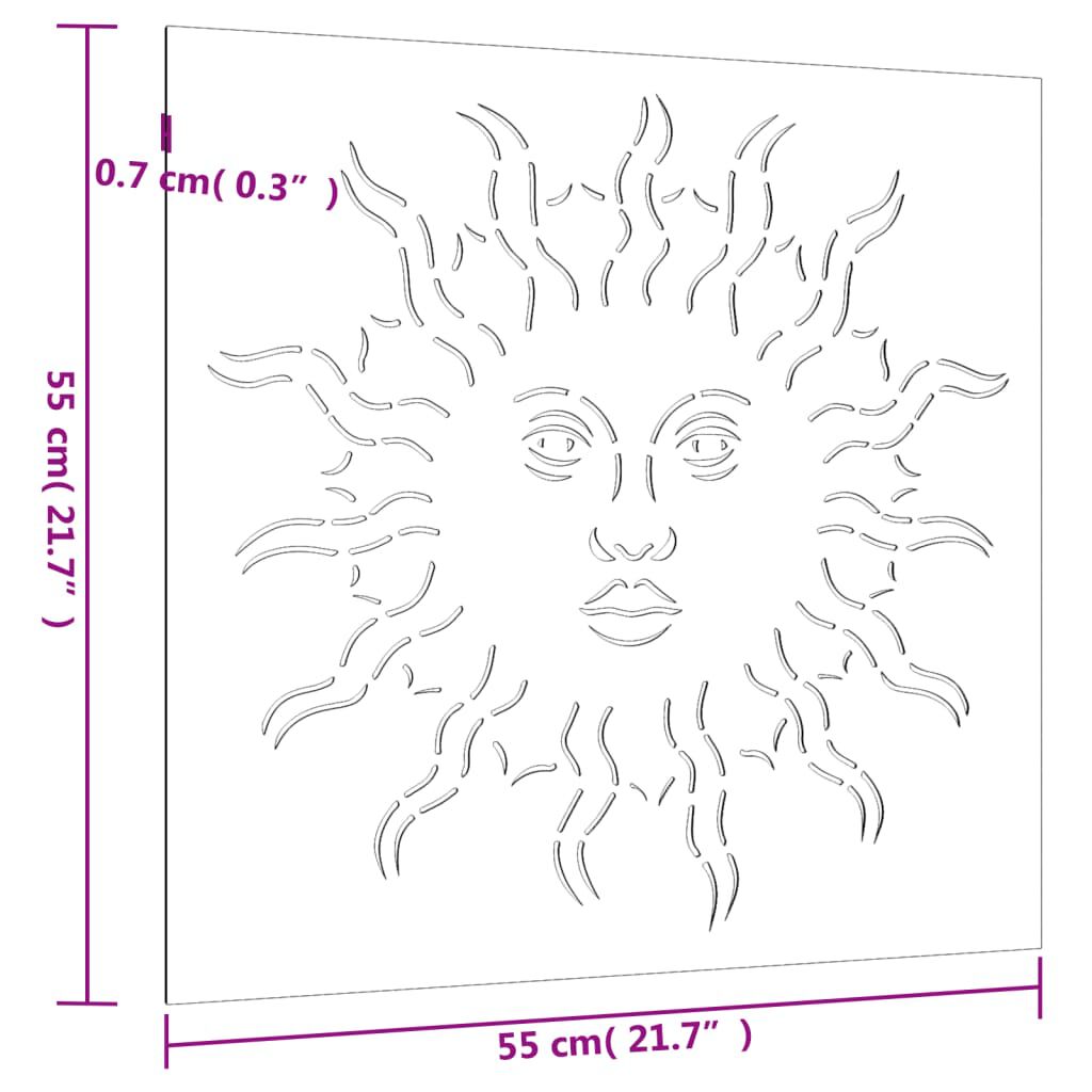 vidaXL Garden Wall Decoration 55x55 cm Corten Steel Sun Design