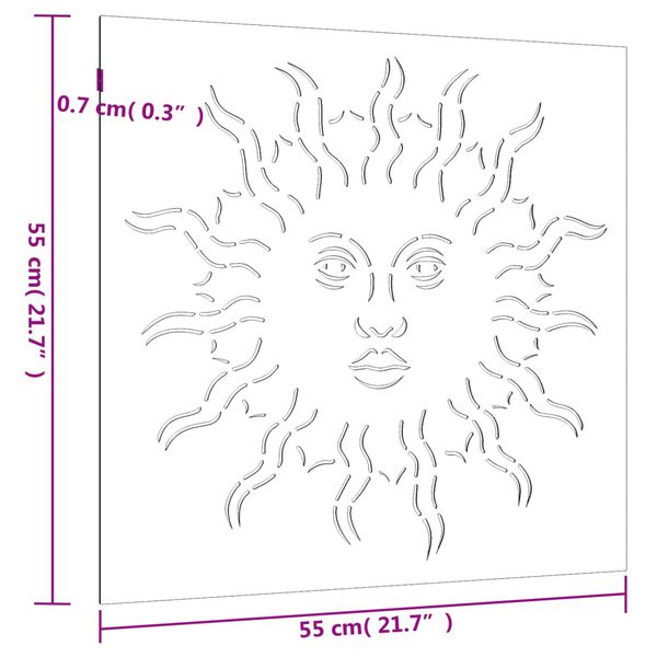 vidaXL Garden Wall Decoration 55x55 cm Corten Steel Sun Design